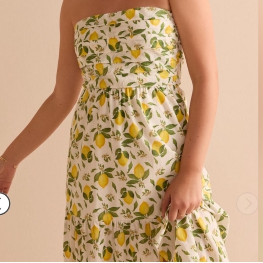 Strapless lemon cotton dress